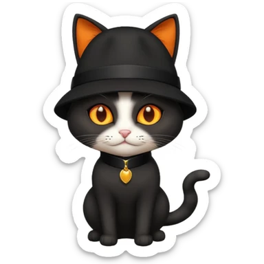 black suited catwith fes hat sticker