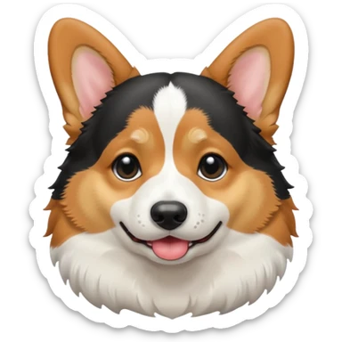  crying black tricolor corgi with no tail sticker