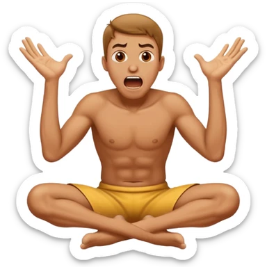 man on knees yelling in agony with hands thrown up sticker