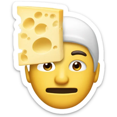 A man with a cheese mask on sticker