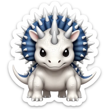 cute triceratops angry, black and white sticker