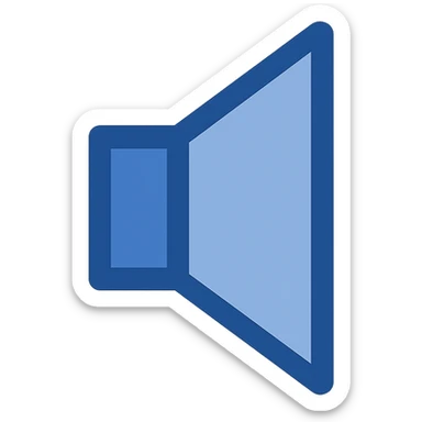 Create a very simple flat color clip art style sound icon with no text. Use three blue shades from the palette, focusing on blue and light blue tones. Reimagine the speaker shape with minimal design and transparent background. sticker