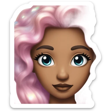 tan mermaid, magical, pink lips, iridescent, mystical, shiny, holographic, highlights, scales  sticker