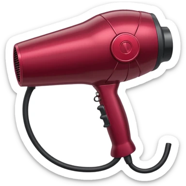 burgundy blow dryer with a ribbon sticker