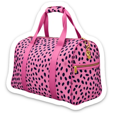 pink cheetah print duffle bag with clothes falling out  sticker