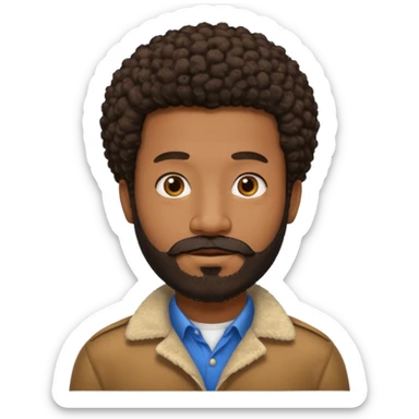 black man with beard, mustache, and short afro sticker