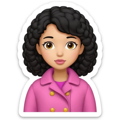 A caramel skinned girl that’s has puffy black hair in a puff skinny and wears a pink coat  sticker