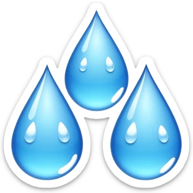 three equally sized droplets stacked on top of each other with two other droplets going outward from the middle droplet sticker