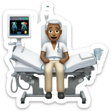 Patient on a dialysis machine  sticker