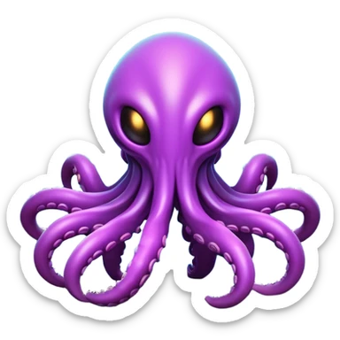 Clash of Clans aesthetic: Cinematic Playful Zerg Alien Emoji, rendered in a 3D vector-style similar to standard emojis with minimal shading and bold, simplified shapes. A compact, isometric, otherworldly creature with insectoid, organic details and subtle, eerie tentacles, softly glowing with a sinister alien charm. Simplified yet unmistakably iconic, highly detailed and consistent, glowing with a soft, spectral radiance and high shine. Stylized with a touch of bio-engineered mischief and a soft glowing outline, capturing the essence of a fearsome extraterrestrial menace with a playful twist! sticker