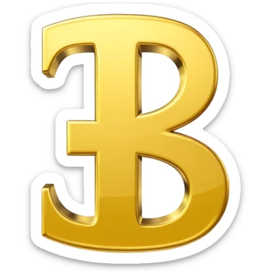 Symbole de currency en or en forme de lettre F précise, seul, 3D, brillant, style emoji simple et lisible sur fond uni. sticker