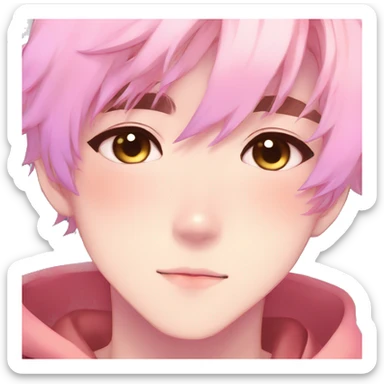 Gorgeous romantic anime style shojo man with blushing face aesthetic and pretty colorful shiny gradient pastel hair trending style sticker