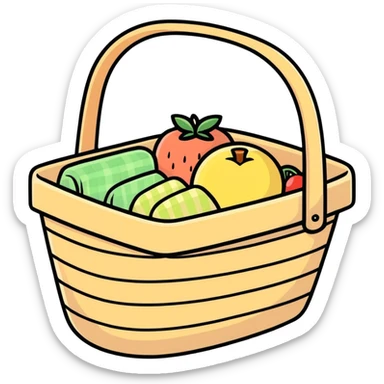 Pastel woven cute picnic basket sticker