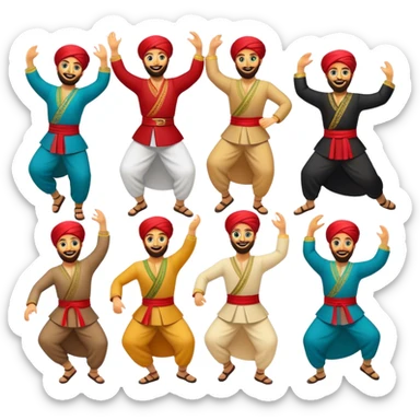 Cinematic Realistic Dabke Dance Emoji, depicted as an energetic traditional Lebanese folk dance with vibrant costumes and rhythmic movements, rendered with dynamic textures and festive natural lighting that captures its communal joy. sticker