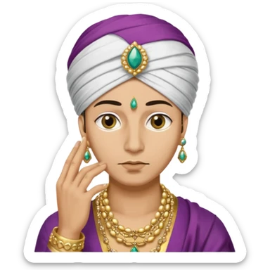 A Sultan shushing while his eyes are white sticker