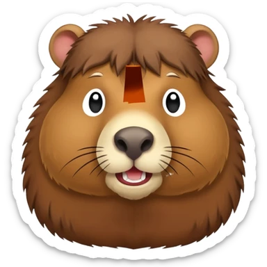 emoji of capibara chews white paper, full height sticker
