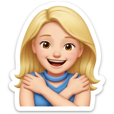 Girl with arms crossed choking her neck while laughing sticker