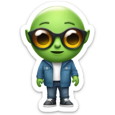 cute alien with sunglasses sticker