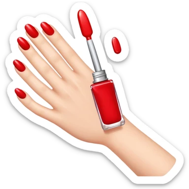 Create an emoji of a hand applying nail polish sticker