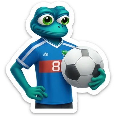 blue pepe frog in soccer jersey sticker