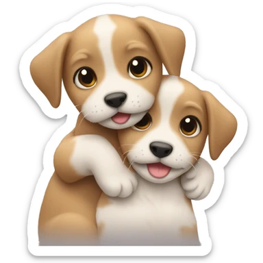 Two puppies hugging sticker