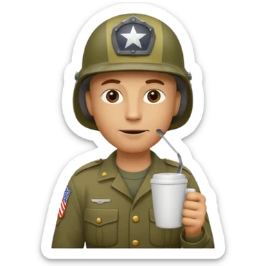 Une Tassae de cafe soldat americain ww2 anthropomorphe  sticker