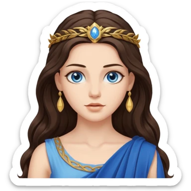 greek goddess long brunette hair blue eyes sticker