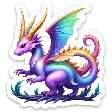 Epic divine legendary complex detailed iridescent gradients aesthetic-Fakémon-creature-scenery sticker