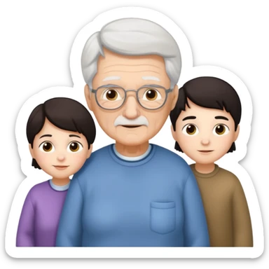 All white grandma and grandpa with 2 girls and 2 boys. The kids should have dark hair sticker