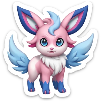 Shiny Absol-Sylveon-Auroras-Fakémon-hybrid-creature (full body)  sticker
