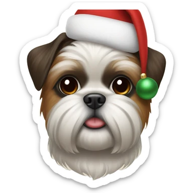 Shin tzu wearing Xmas hat sticker