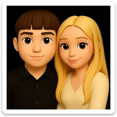 Adjust the skin color of the boy to match the skin tone of the girl next to him, preserving the 3d-emoji style and keeping all other details unchanged. sticker