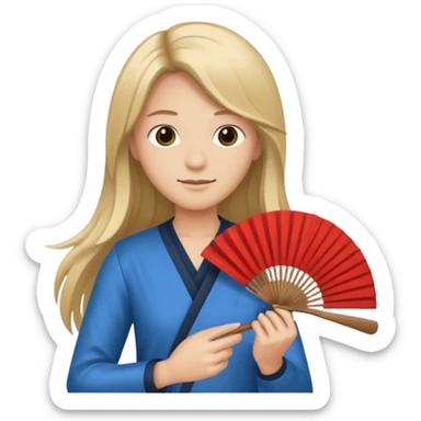 long haired folding fan holder sticker