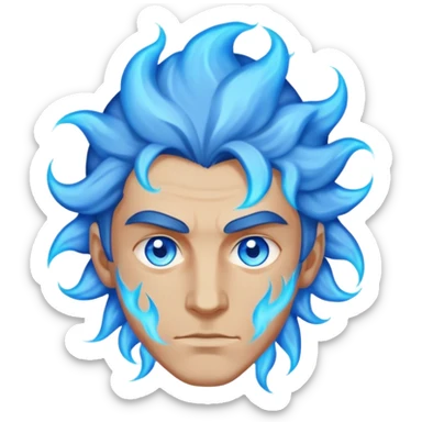 A man who is the embodiment of the blue flame sticker