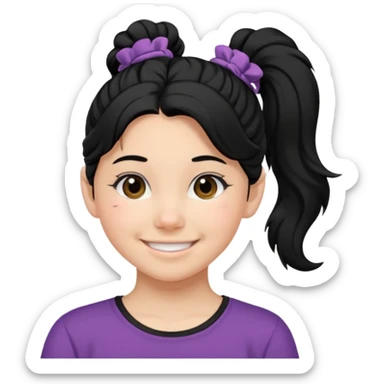 Teen girl with scrunchie ponytail black hair sticker
