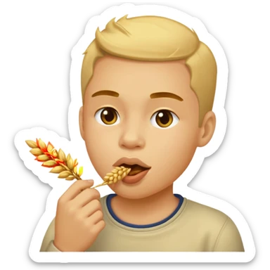 Campechano mordiendo una ramita de trigo en la boca sticker