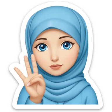 Turkish beautiful finish Konya girl blue eyes with hijab and Girl saying no with hand gesture  sticker
