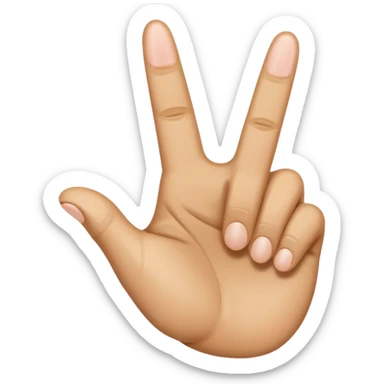 A hand emoji with the pointer finger middle finger and thumb up that looks like “YVL” sticker