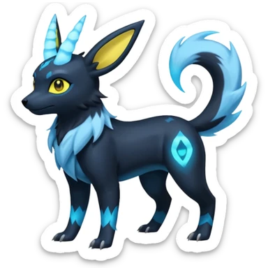 Manectric-Electrike-Aurorus-Umbreon-Draco-Fakémon-hybrid-creature (full body), 4 legs sticker
