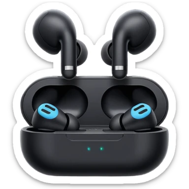  black wireless earbuds that wrap over the ear sticker