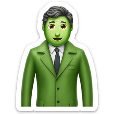 a cucumber in the shape of a man wears a Prada jacket sticker