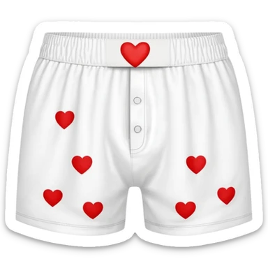 white men's boxer shorts with red heart print sticker