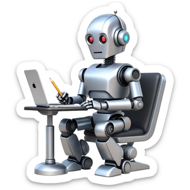 robot wruting resume sticker