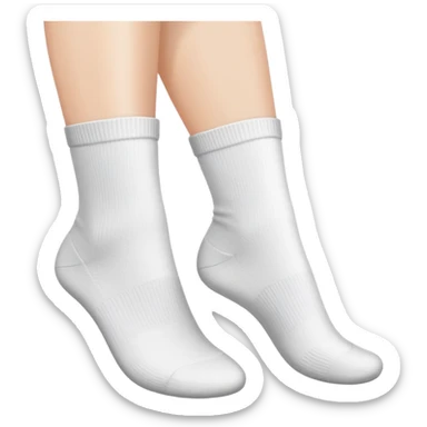 woman's feet wearing white crew socks viewed from directly underneath showing soles sticker