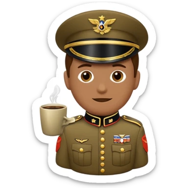 Une Tasse de cafe soldat americain ww2 anthropomorphe  sticker