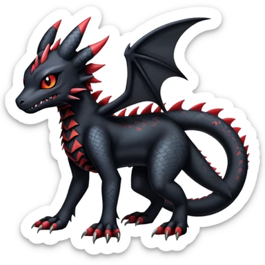 Gothic Edgy Badass Gloomy Cute Dark Guilmon-Salandit-Umbreon-Fakémon-hybrid-creature (full body)  sticker