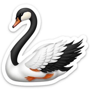 black and white swan sticker