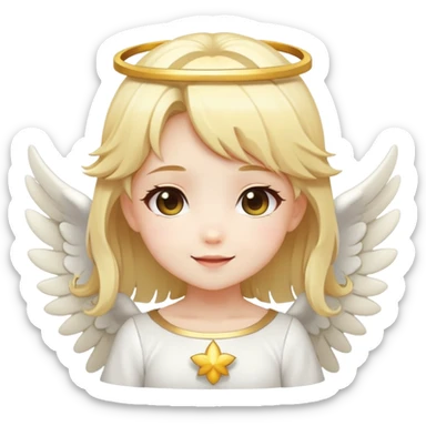anime style, Cute chibi angel girl, blonde hair, with aureola, happy face sticker