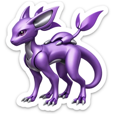 Futuristic Modern Miraidon-Genesect-Mewtwo-Fakémon-hybrid-creature (full body)  sticker