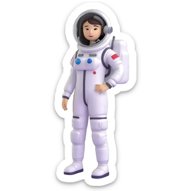 female cosmonaut in full length, standing, space suit, woman astronaut sticker